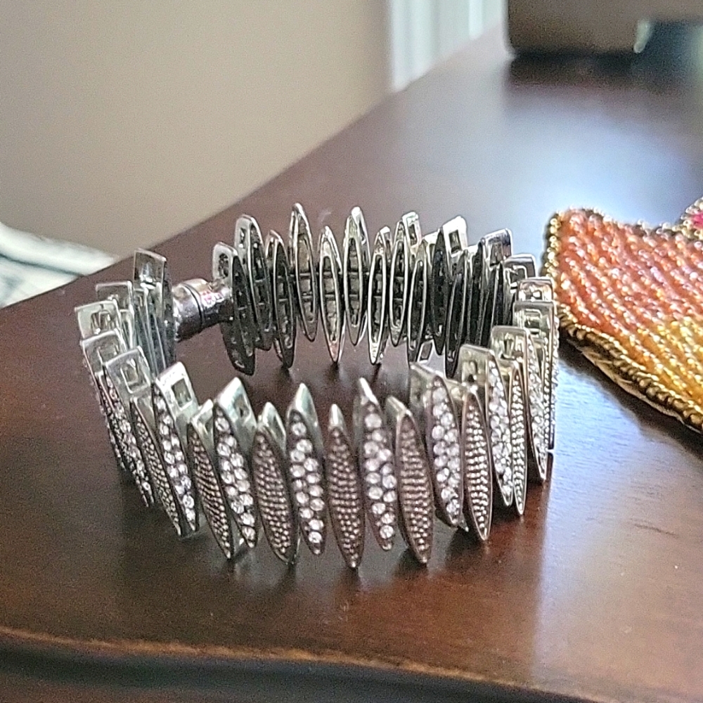 Silver tone Metal Rhinestone Bracelet